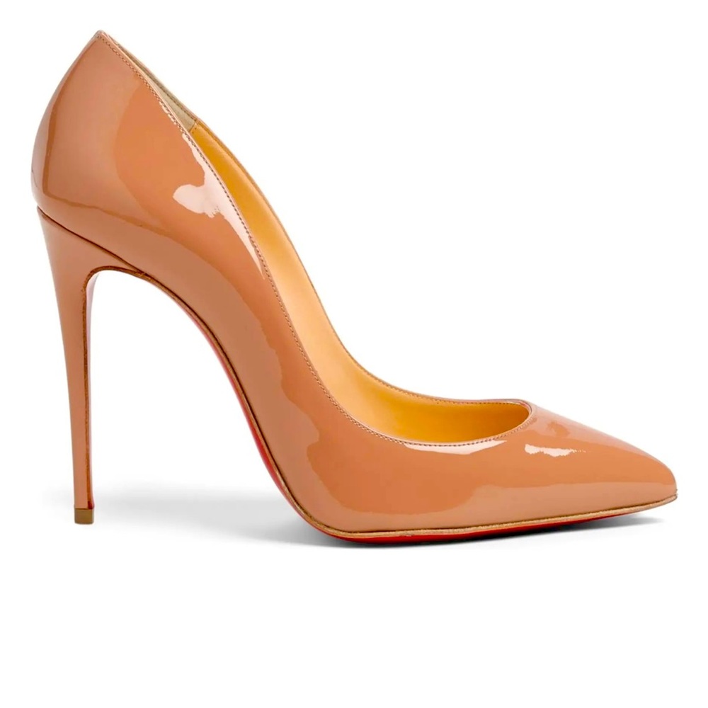NWOT Christian Lounoutins PigalleFollies 100 Patent Nude Pumps - Picture 8 of 17